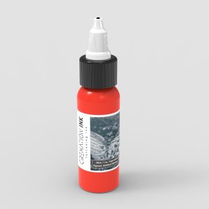 light red cremation tattoo ink