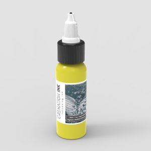 ocre yellow cremation tattoo ink