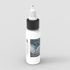 white cremation tattoo ink